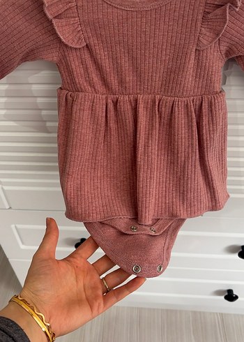 Uzun Kollu Pembe Fırfırlı Bebek Body - Görsel 2