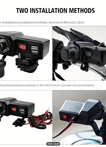  Beden Motosiklet ATV çakmaklık ve USB aparatı