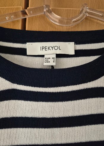 Çizgili Uzun Kollu Midi Triko Elbise - Görsel 4