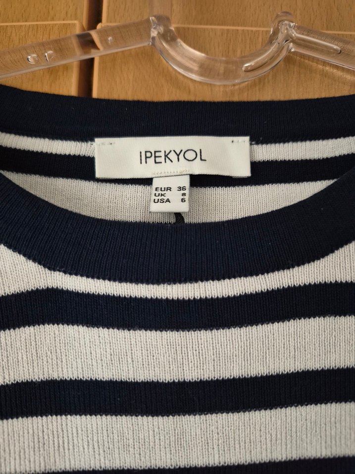 Çizgili Uzun Kollu Midi Triko Elbise - Görsel 4