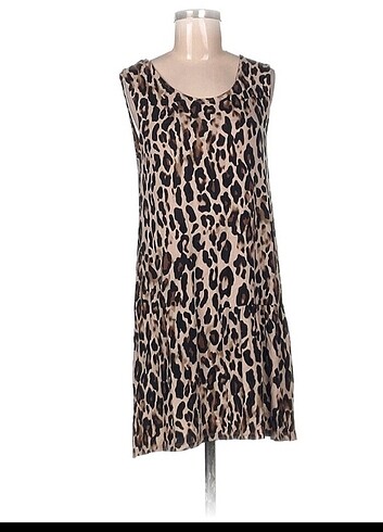 m Beden Leopar kisa elbise