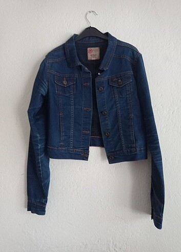 Crop jean ceket 