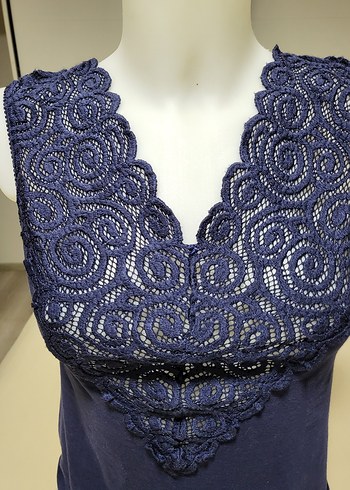 C&A Dantel Detaylı Lacivert V Yakalı Kadın Atlet bluz body