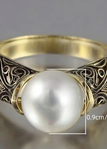 Tasarımcı İncili rose gold yüzük/ altin renk İnci yüzük