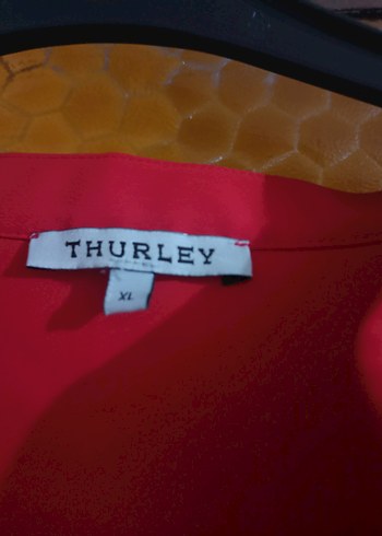 Kırmızı V Yaka Uzun Kollu Salaş Bluz - Görsel 2