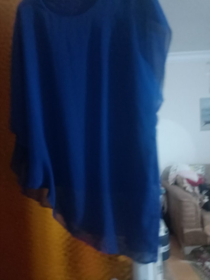 Mavi Drapeli Kolsuz Midi Bluz - Görsel 2