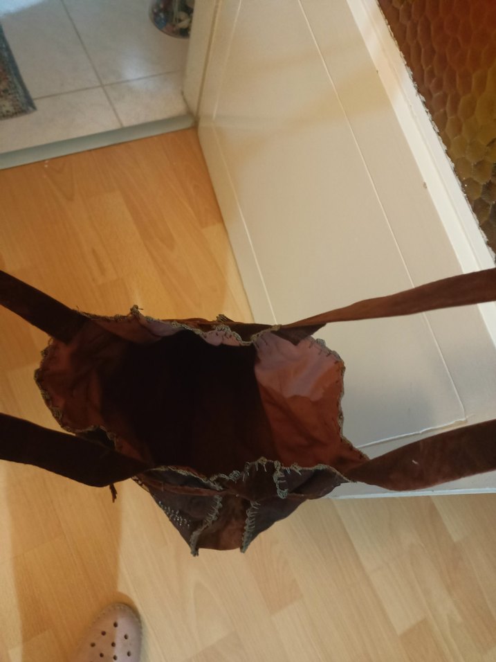 Kahverengi Nakışlı Kadın Süet Çanta - Görsel 3