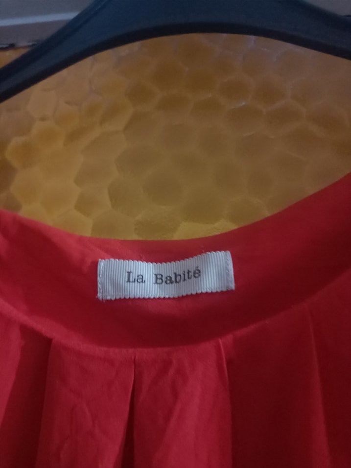 Kırmızı Salaş Kadın Bluz, Uzun Kollu, Drapeli - Görsel 3