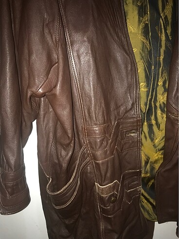 xl Beden kahverengi Renk Vintage deri ceket
