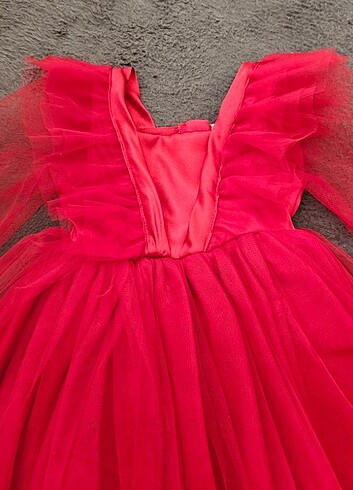 9-12 Ay Beden kırmızı Renk Bebek elbise abiye