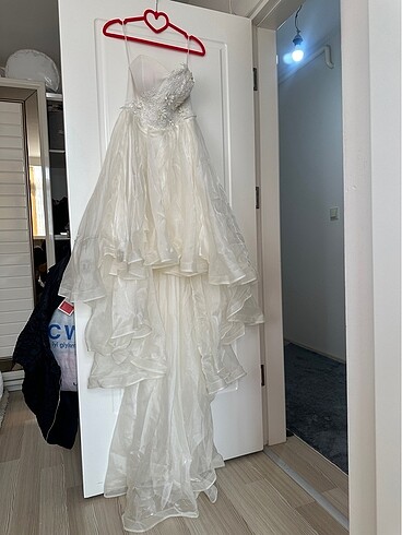 Diğer Kırık beyaz Önü kısa arkası uzun şifon nikah veya mezuniyet elbi