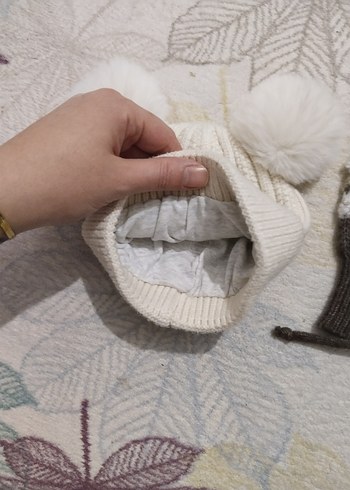 Beyaz Örgü Bohem  bebek şapkası - Görsel 3