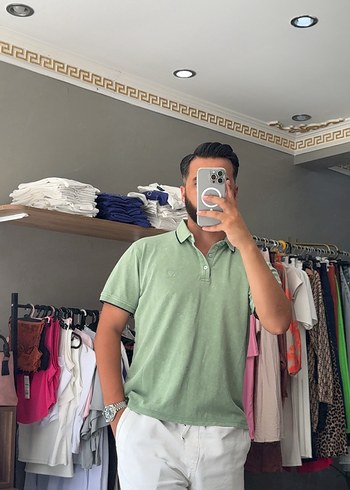 Diğer Erkek Çağla Yeşili Renkli Polo Tişört