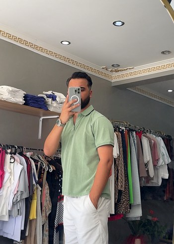 2xl Beden Erkek Çağla Yeşili Renkli Polo Tişört