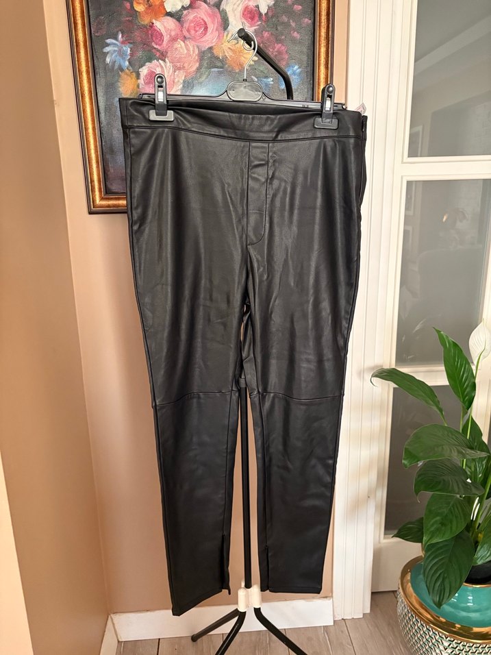Kadın Siyah Deri Pantolon - Görsel 2