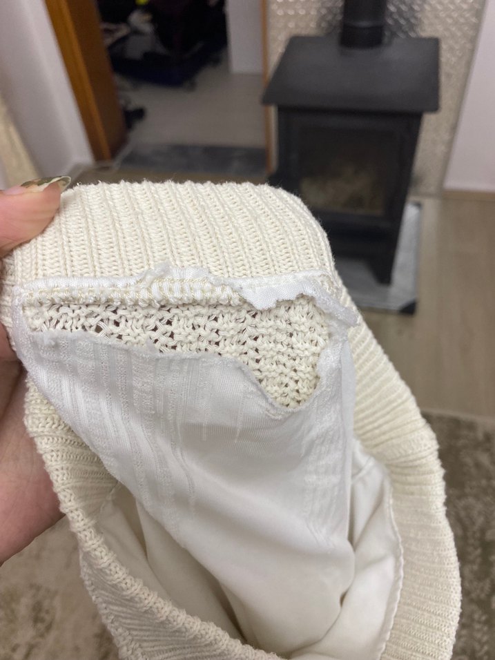 Kadın Beyaz Uzun Triko Etek - Görsel 3