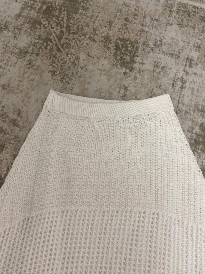 Kadın Beyaz Uzun Triko Etek - Görsel 2