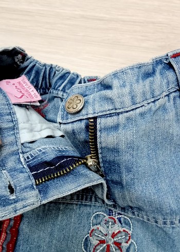 Renkli Nakışlı Düğmeli Kot Etek - Görsel 3