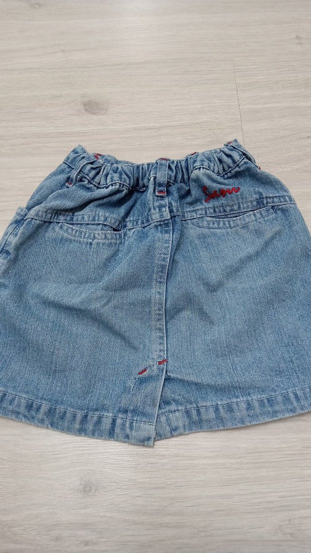 Renkli Nakışlı Düğmeli Kot Etek - Görsel 2