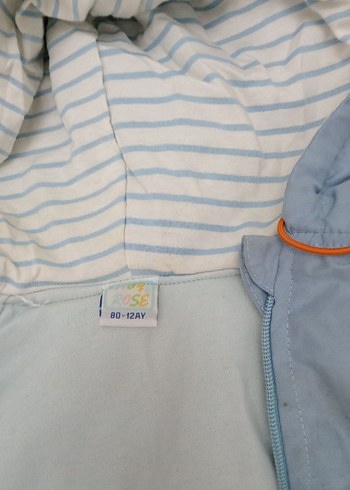 Mavi Nakışlı Kapüşonlu Erkek Çocuk Ceketi - Görsel 4