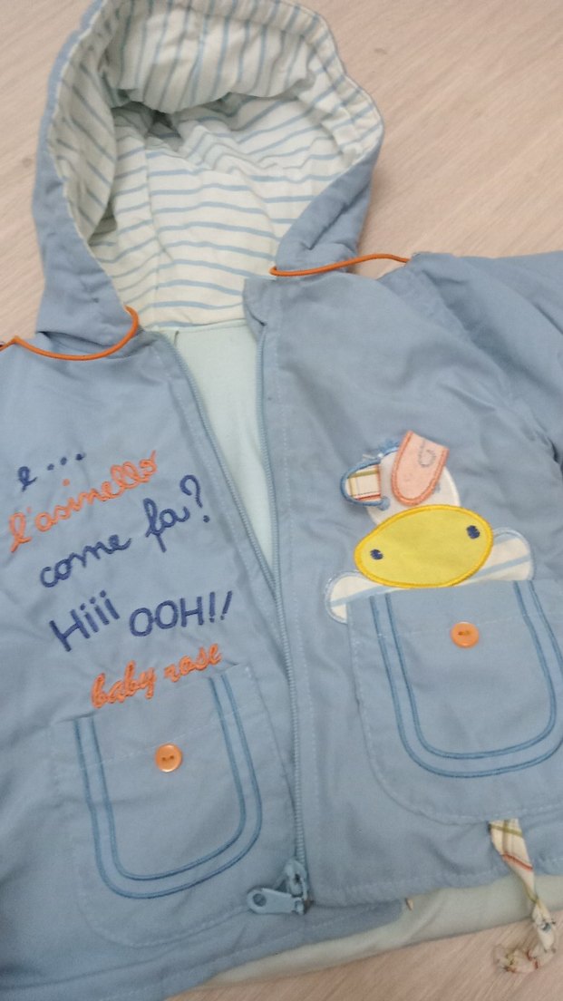 Mavi Nakışlı Kapüşonlu Erkek Çocuk Ceketi - Görsel 3