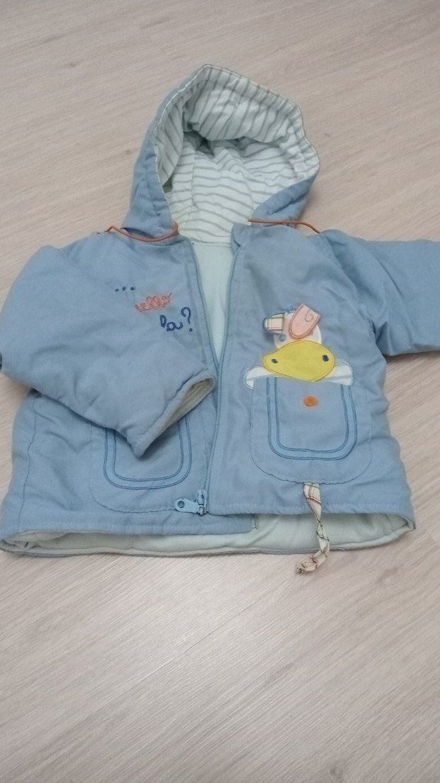 Mavi Nakışlı Kapüşonlu Erkek Çocuk Ceketi - Görsel 2