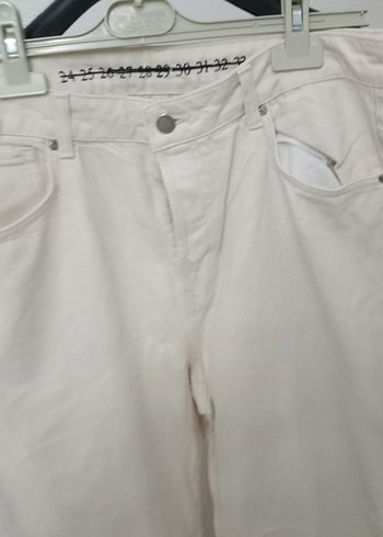 Zara Beyaz Midi Keten Kadın Pantolon