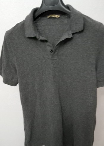 Gri Kısa Kollu Keten Polo Tişört - Görsel 2