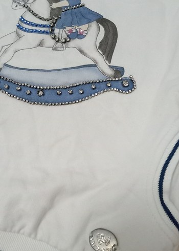 Kız Çocuk Beyaz Baskılı Kısa Kollu Tişört elbise - Görsel 2