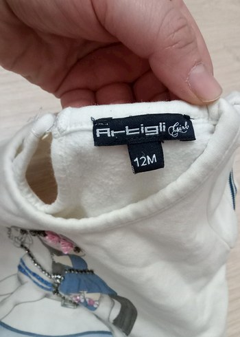 Kız Çocuk Beyaz Baskılı Kısa Kollu Tişört elbise - Görsel 4