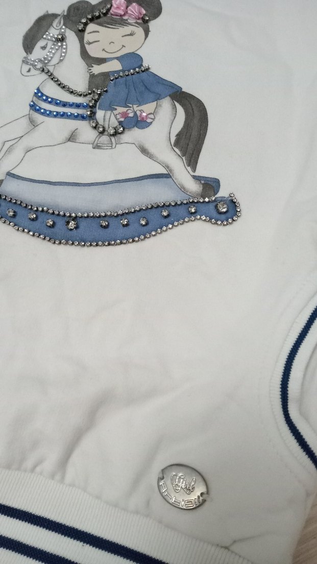 Kız Çocuk Beyaz Baskılı Kısa Kollu Tişört elbise - Görsel 2