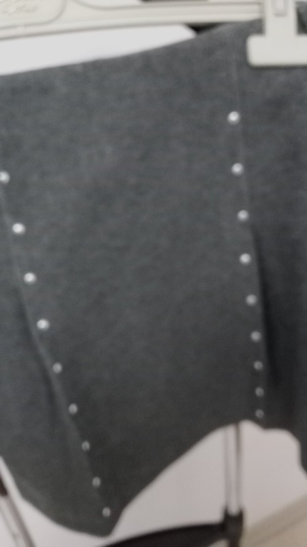 Düğmeli  beli lastikli Gri Mini Etek - Görsel 4