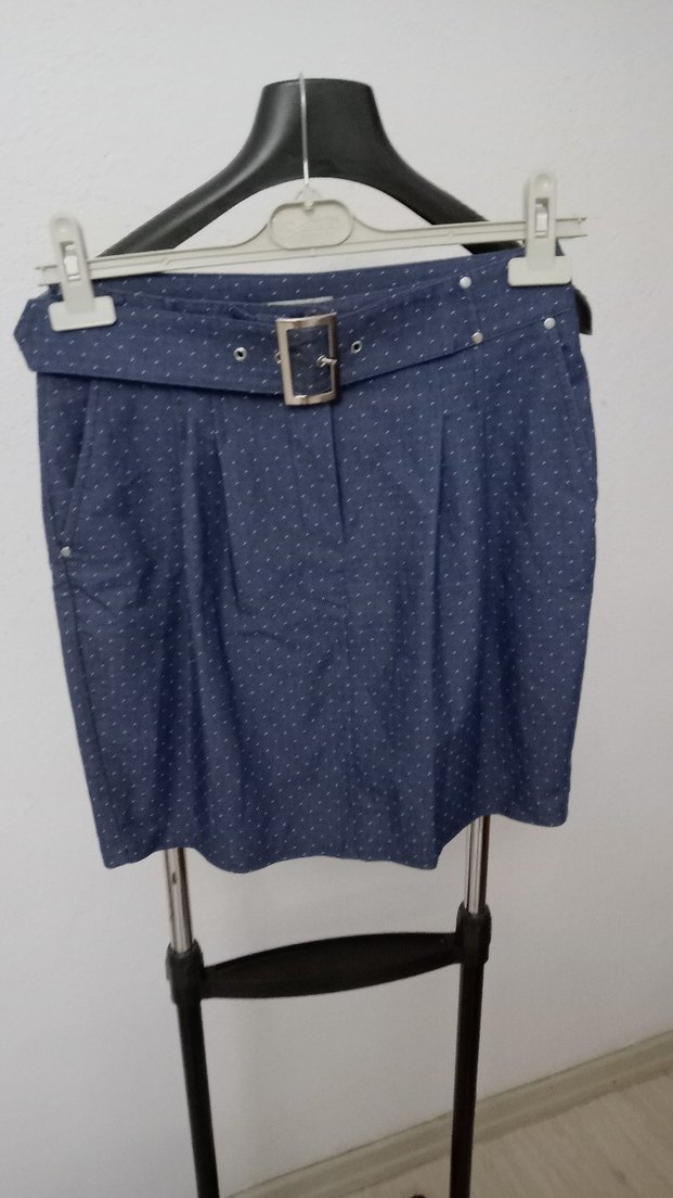 Puantiye Mini Kot gorunumlu kumas Etek - Görsel 2