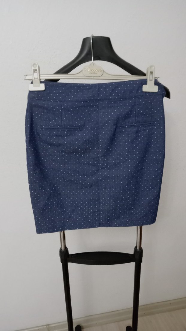 Puantiye Mini Kot gorunumlu kumas Etek - Görsel 4