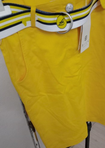 Sarı Kemerli Mini Etek - Görsel 6