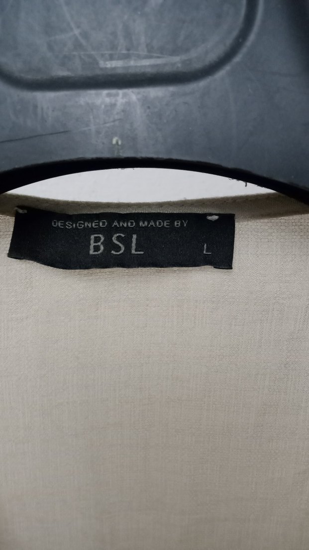 Bej Keten V Yaka Düğmeli Midi Elbise - Görsel 4