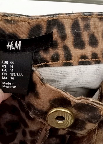 44 Beden Kadın Kahverengi Leopar Desenli Süet Pantolon