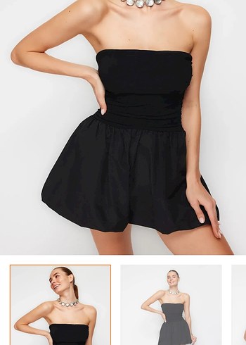 Trendyol & Milla Siyah Mini Straplez Kısa Elbise