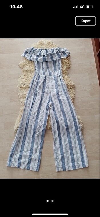Zara MAVİ BEYAZ ÇİZGİLİ UZUN TULUM