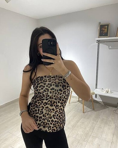 STRAPLEZ LEOPAR DESENLİ ÜST