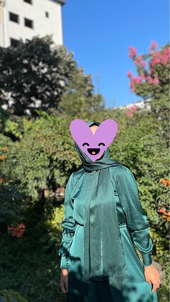 xl Beden yeşil Renk Tesettür Abiye elbise
