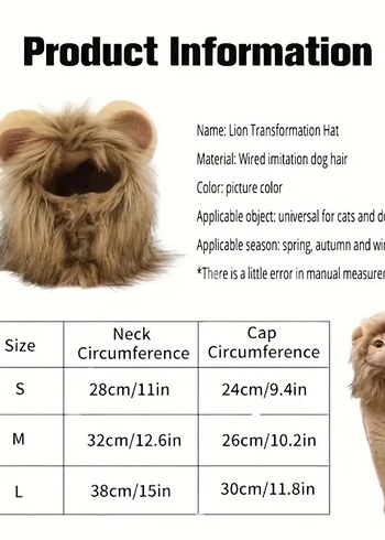 Aslan Kafası Kedi Kostümü - Görsel 3