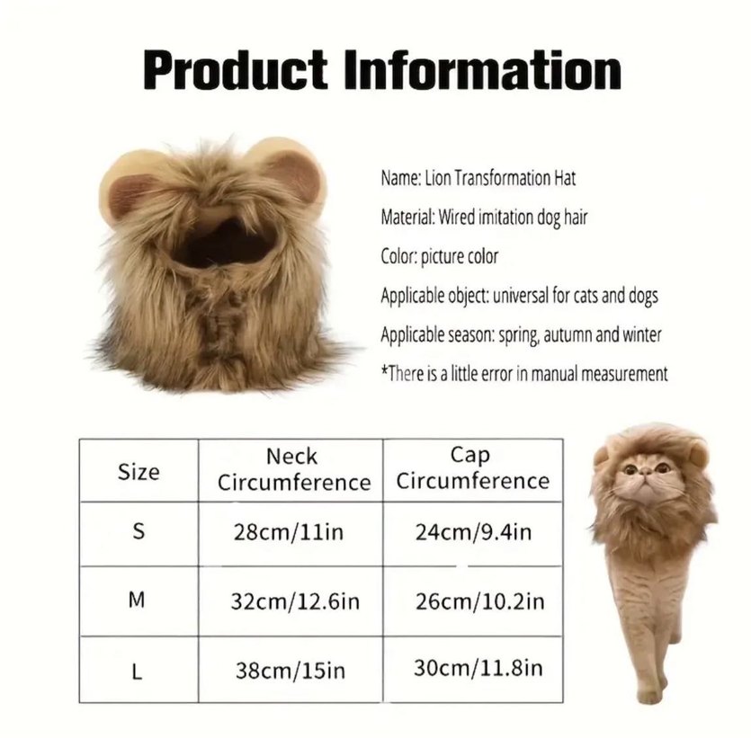 Aslan Kafası Kedi Kostümü - Görsel 3