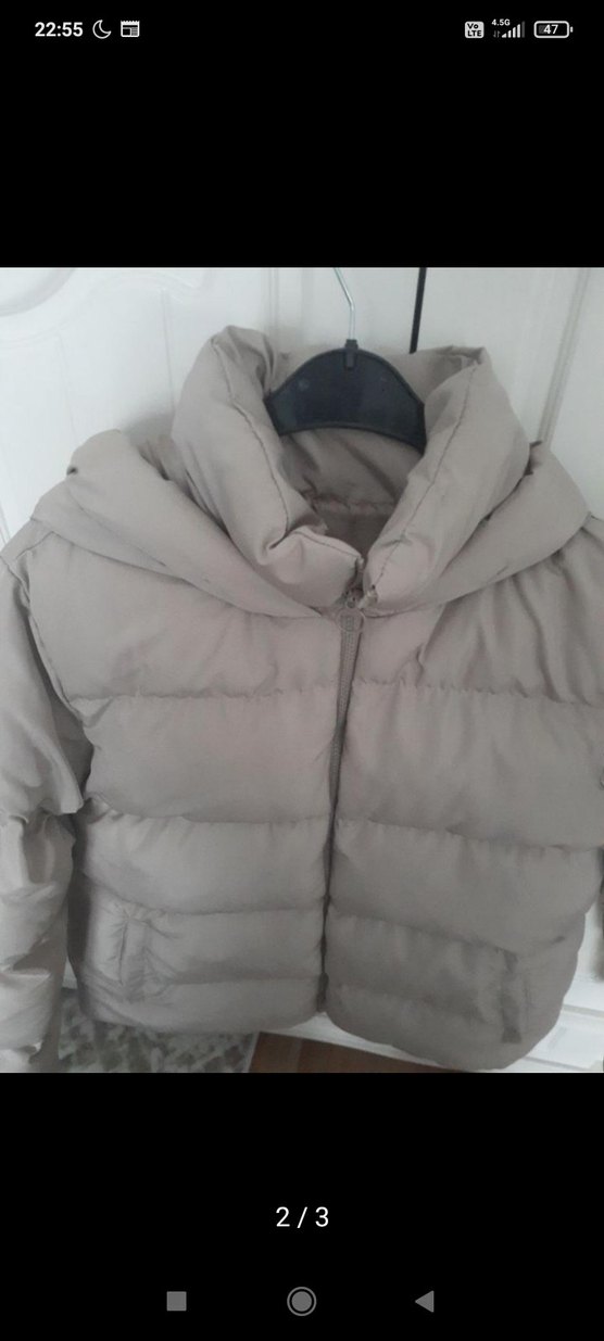 Bej Kadın Puff Mont - Görsel 2