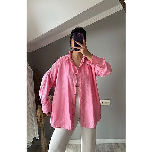 Zara Pembe oversize gömlek
