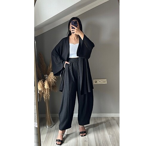 Zara Siyah ikili kimono takım