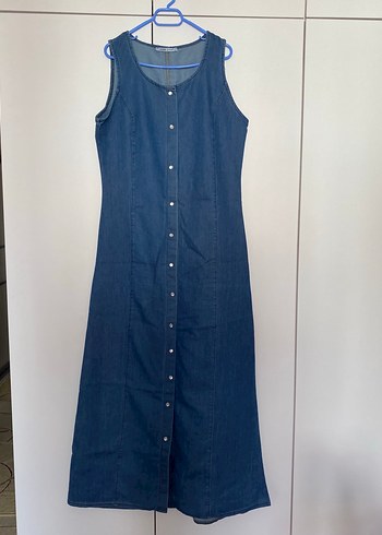 Düğmeli Kolsuz Mavi Denim Jile - Görsel 2