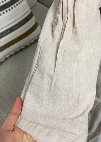 Bej Kadın Uzun Keten Elbise - Görsel 2