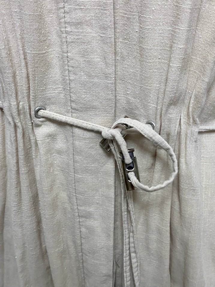 Bej Kadın Uzun Keten Elbise - Görsel 4