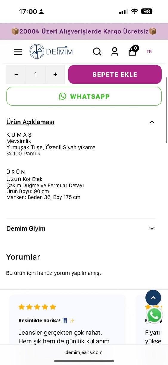 Uzun Bol Kesim Gri Batik Desenli Kot Etek - Görsel 4